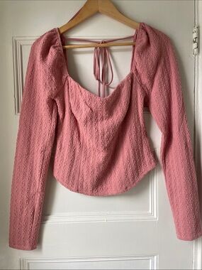 Free People Dusty Pink Long-Sleeve Sweetheart Tie-Back Top